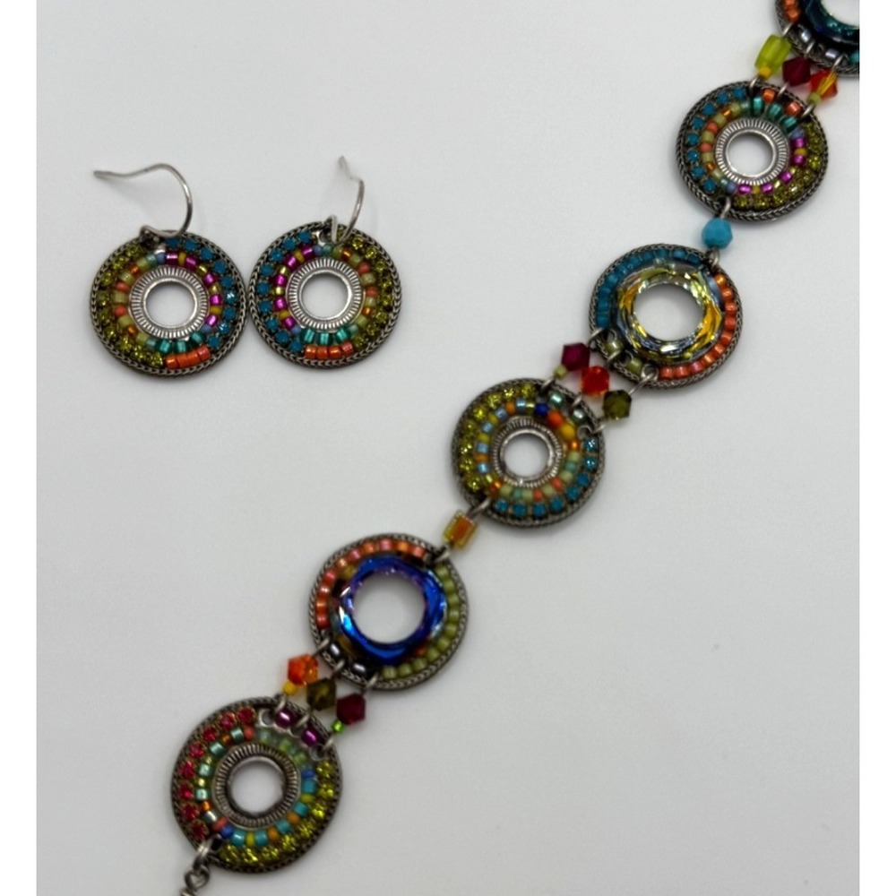Firefly Multicolor‎ Crystal Rhinestone Circle Bracelet & Earrings
